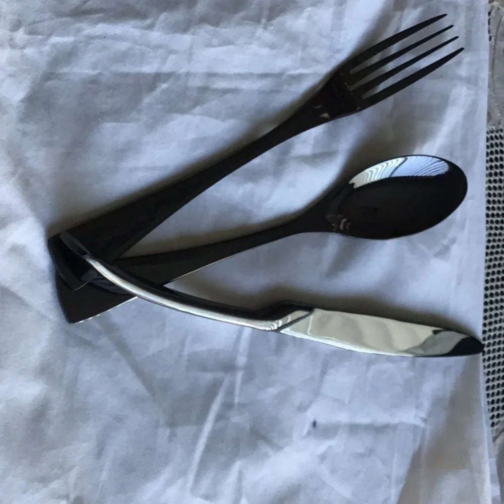 Uniturky Shiny Black Victorian Inspired - 24 Pc‎ Flatware